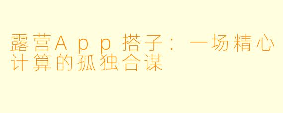 露营App搭子：一场精心计算的孤独合谋