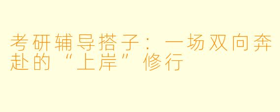 考研辅导搭子：一场双向奔赴的“上岸”修行