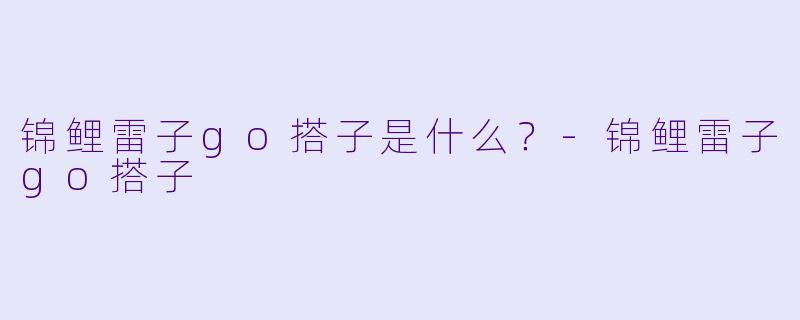 锦鲤雷子go搭子是什么?-锦鲤雷子go搭子