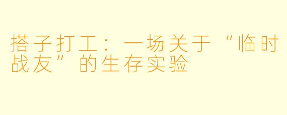 搭子打工:一场关于“临时战友”的生存实验