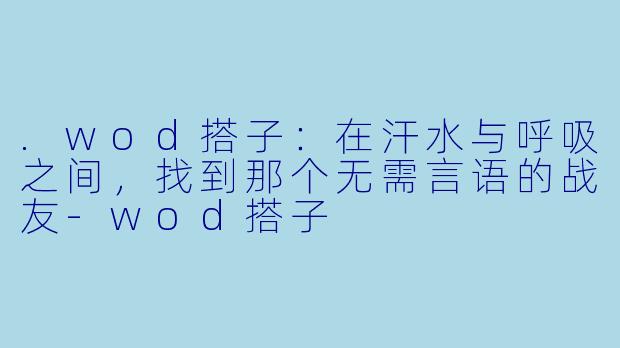 .wod搭子:在汗水与呼吸之间,找到那个无需言语的战友-wod搭子