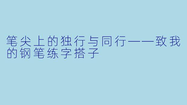 笔尖上的独行与同行——致我的钢笔练字搭子