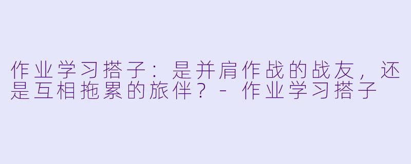 作业学习搭子:是并肩作战的战友,还是互相拖累的旅伴?-作业学习搭子