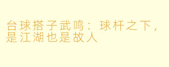 台球搭子武鸣:球杆之下,是江湖也是故人