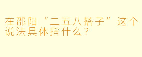 在邵阳“二五八搭子”这个说法具体指什么？