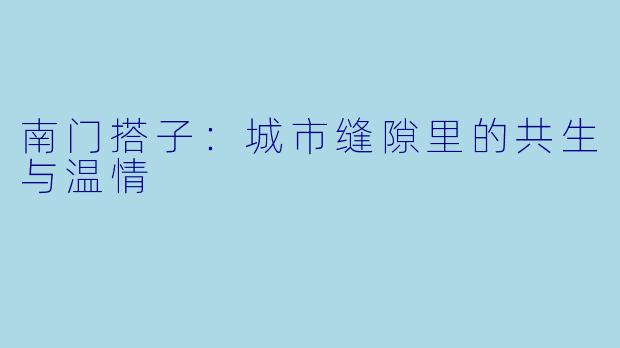 南门搭子:城市缝隙里的共生与温情