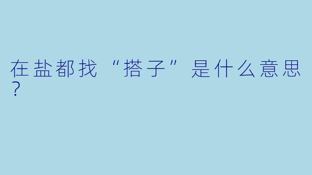 在盐都找“搭子”是什么意思?