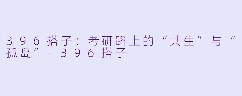 396搭子:考研路上的“共生”与“孤岛”-396搭子