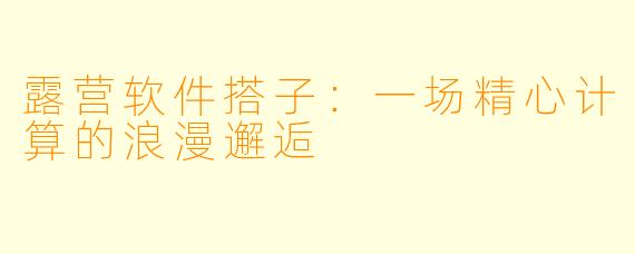 露营软件搭子:一场精心计算的浪漫邂逅