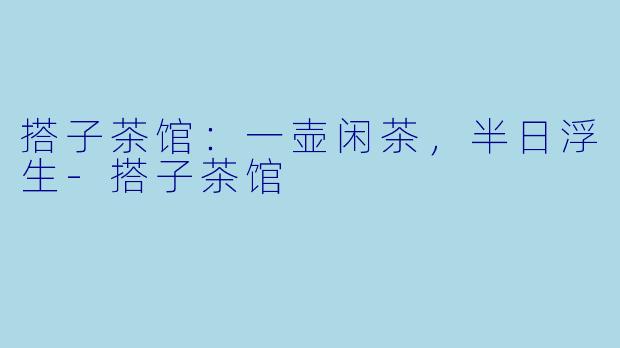 搭子茶馆：一壶闲茶，半日浮生