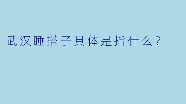 武汉睡搭子具体是指什么？