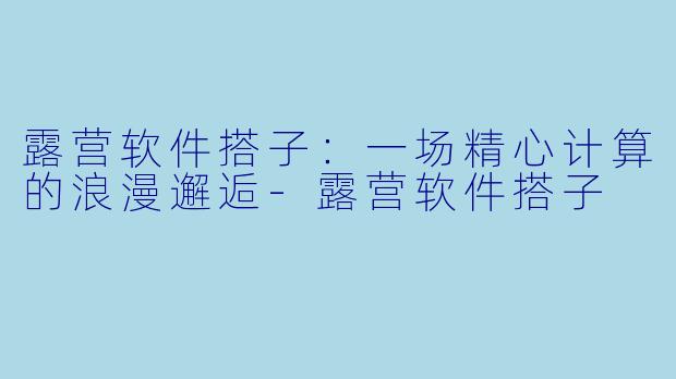 露营软件搭子:一场精心计算的浪漫邂逅-露营软件搭子