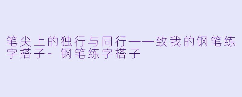 笔尖上的独行与同行——致我的钢笔练字搭子-钢笔练字搭子