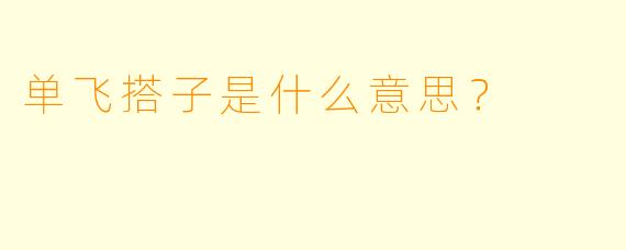 单飞搭子是什么意思？