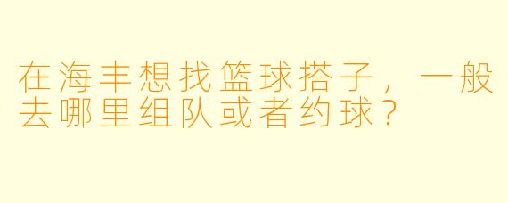 在海丰想找篮球搭子，一般去哪里组队或者约球？