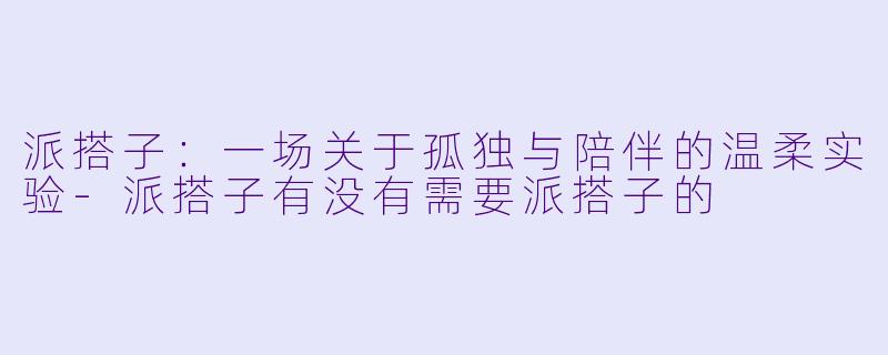 派搭子：一场关于孤独与陪伴的温柔实验