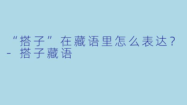 “搭子”在藏语里怎么表达？-搭子藏语
