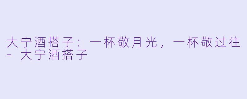 大宁酒搭子:一杯敬月光,一杯敬过往-大宁酒搭子