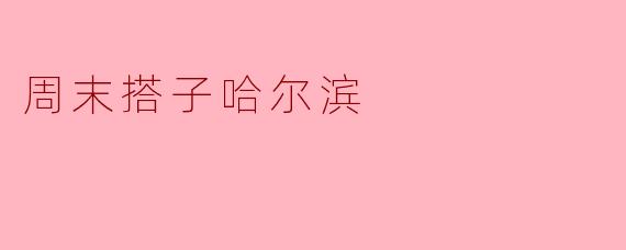 周末搭子哈尔滨