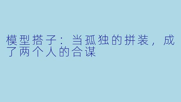 模型搭子:当孤独的拼装,成了两个人的合谋