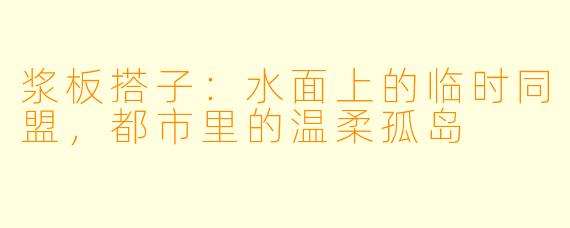 浆板搭子：水面上的临时同盟，都市里的温柔孤岛