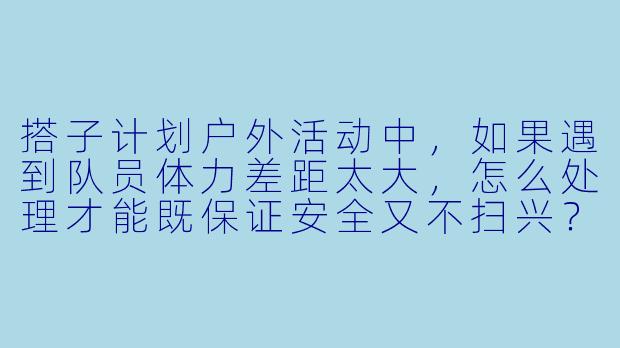 搭子计划户外活动中,如果遇到队员体力差距太大,怎么处理才能既保证安全又不扫兴?