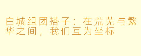 白城组团搭子：在荒芜与繁华之间，我们互为坐标