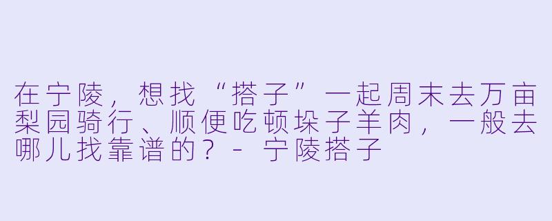 在宁陵，想找“搭子”一起周末去万亩梨园骑行、顺便吃顿垛子羊肉，一般去哪儿找靠谱的？