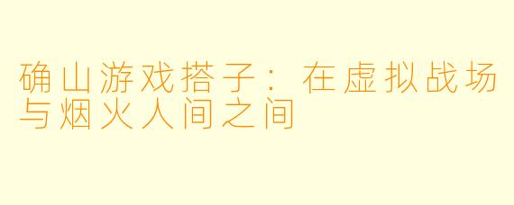 确山游戏搭子:在虚拟战场与烟火人间之间