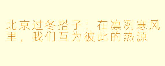 北京过冬搭子:在凛冽寒风里,我们互为彼此的热源