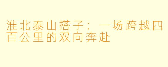 淮北泰山搭子：一场跨越四百公里的双向奔赴