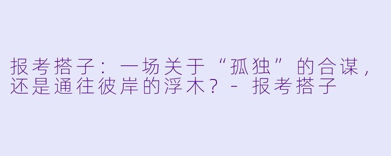 报考搭子:一场关于“孤独”的合谋,还是通往彼岸的浮木?-报考搭子