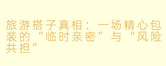 旅游搭子真相：一场精心包装的“临时亲密”与“风险共担”