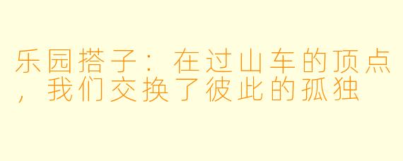 乐园搭子:在过山车的顶点,我们交换了彼此的孤独