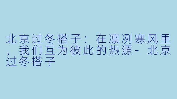 北京过冬搭子:在凛冽寒风里,我们互为彼此的热源-北京过冬搭子