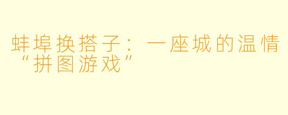 蚌埠换搭子:一座城的温情“拼图游戏”