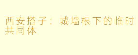 西安搭子:城墙根下的临时共同体