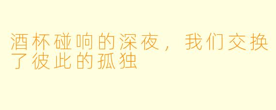 酒杯碰响的深夜,我们交换了彼此的孤独