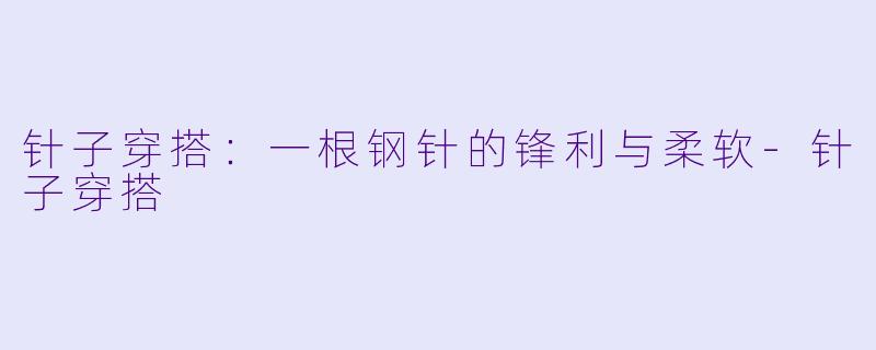针子穿搭:一根钢针的锋利与柔软-针子穿搭
