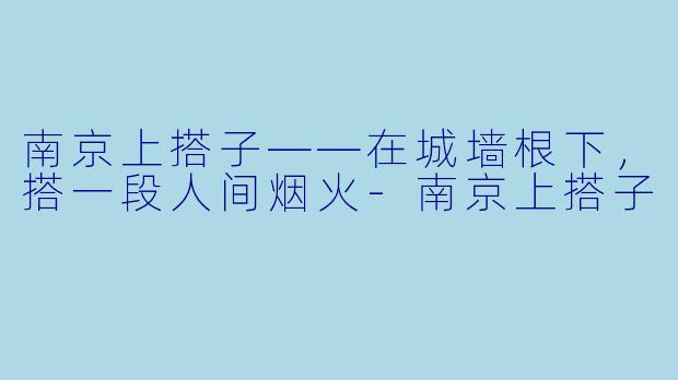 南京上搭子——在城墙根下,搭一段人间烟火-南京上搭子