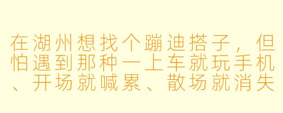 在湖州想找个蹦迪搭子,但怕遇到那种一上车就玩手机、开场就喊累、散场就消失的“气氛组演员”,怎么精准避雷?