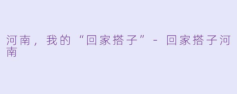 河南,我的“回家搭子”-回家搭子河南