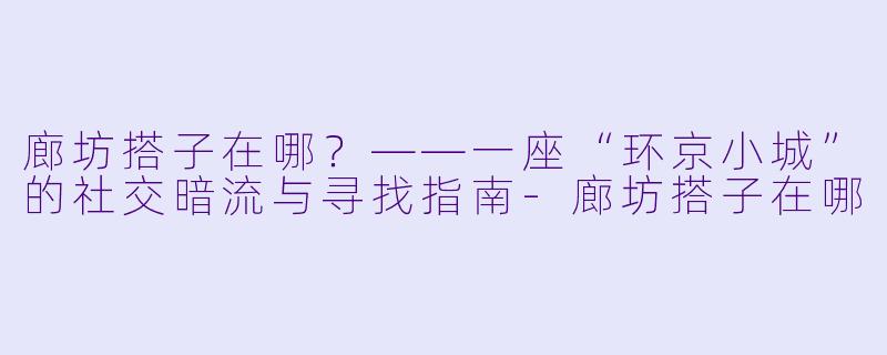 廊坊搭子在哪？——一座“环京小城”的社交暗流与寻找指南-廊坊搭子在哪