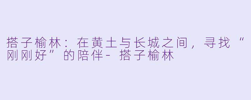 搭子榆林:在黄土与长城之间,寻找“刚刚好”的陪伴-搭子榆林