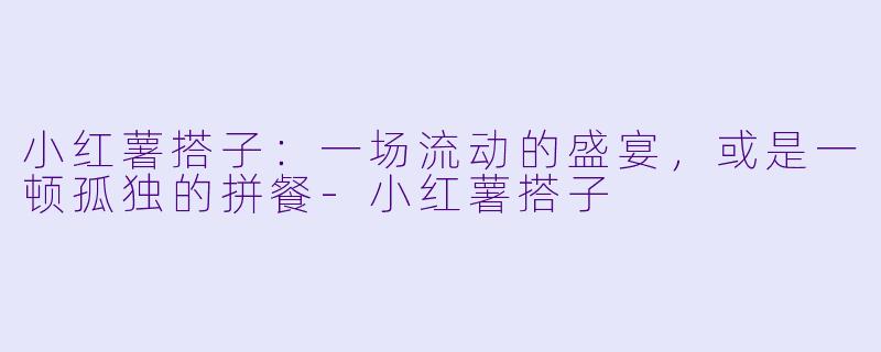 小红薯搭子:一场流动的盛宴,或是一顿孤独的拼餐-小红薯搭子
