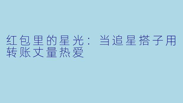 红包里的星光:当追星搭子用转账丈量热爱