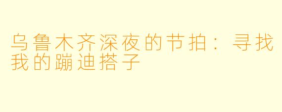 乌鲁木齐深夜的节拍:寻找我的蹦迪搭子