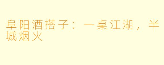 阜阳酒搭子:一桌江湖,半城烟火