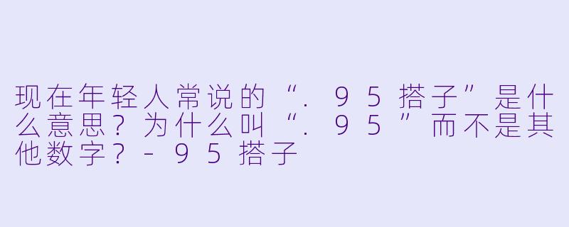 现在年轻人常说的“.95搭子”是什么意思?为什么叫“.95”而不是其他数字?-95搭子