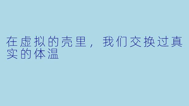 在虚拟的壳里,我们交换过真实的体温